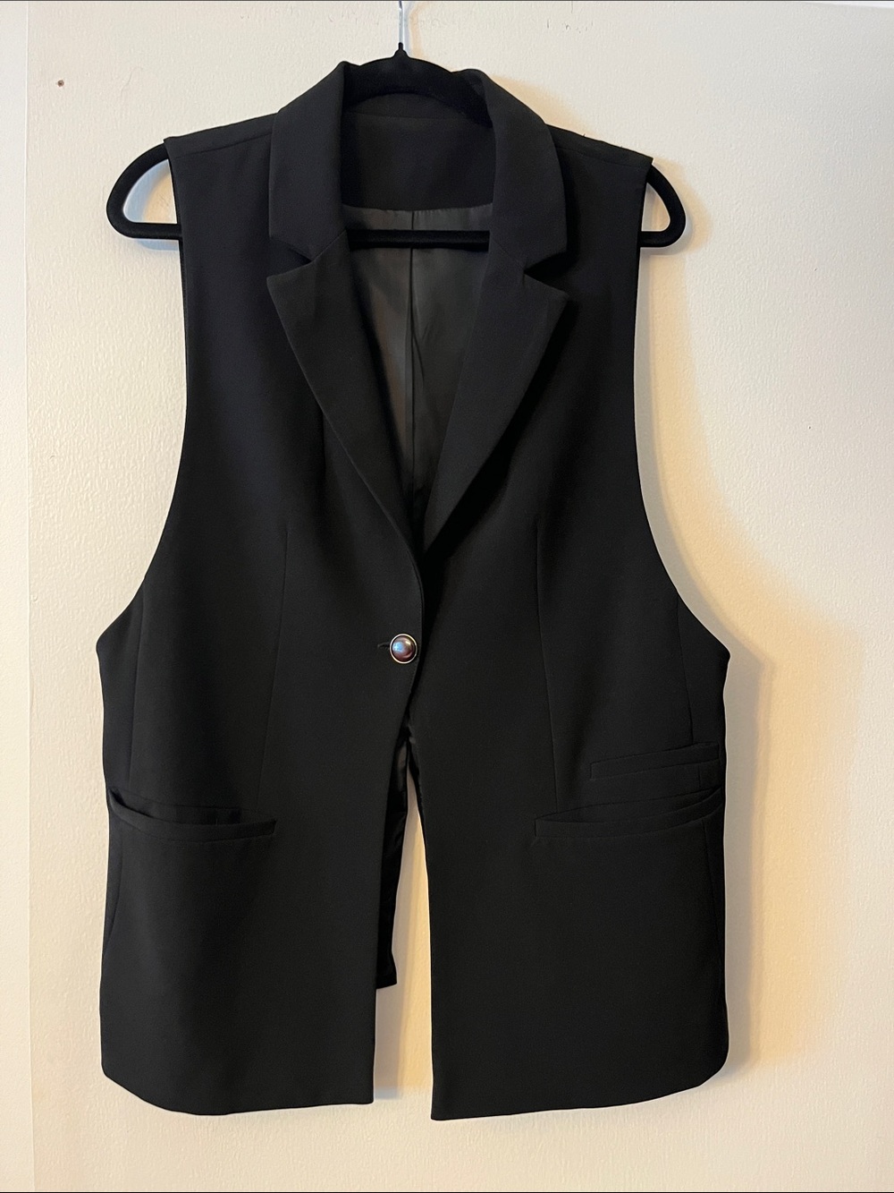 Hand Crafted Black Sleeveless Blazer Vest